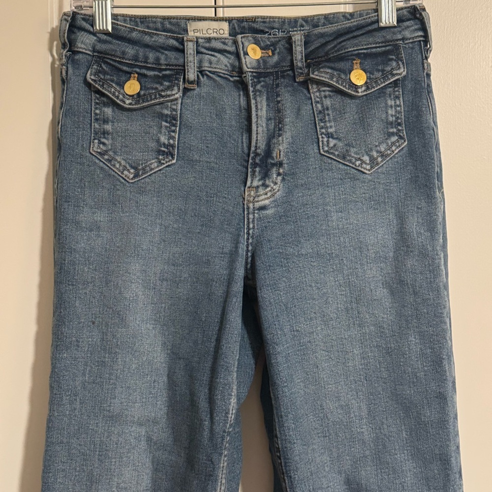 Pilcro Anthropologie Pocket High Rise Flare Blue Women's Jeans - Picture 5 of 11